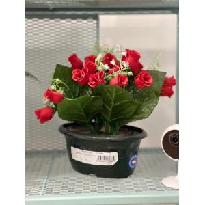 Pot ovale Roses rouge et muguets